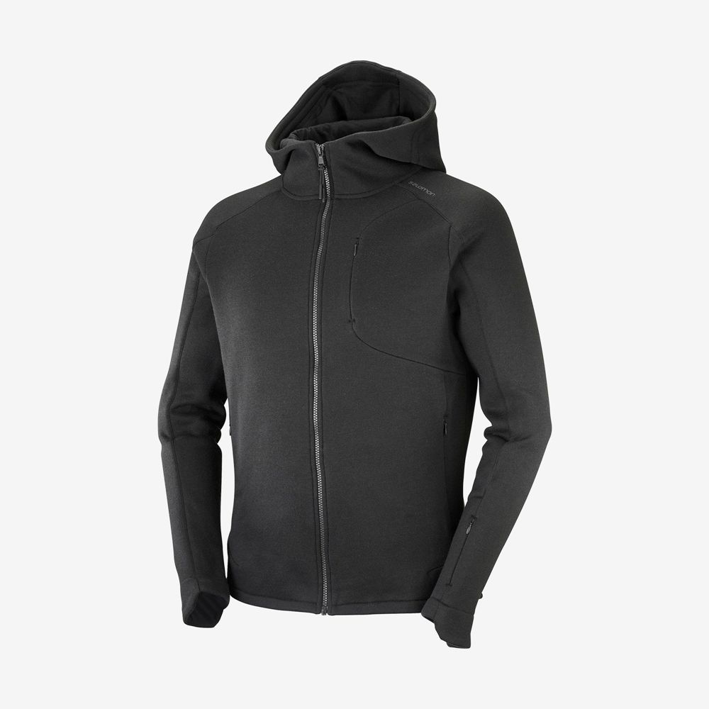 Salomon OUTLIFE TECH LS FZ MID HOODIE M Capa Intermedia Hombre - Negras - Colombia (83976-VSKZ)